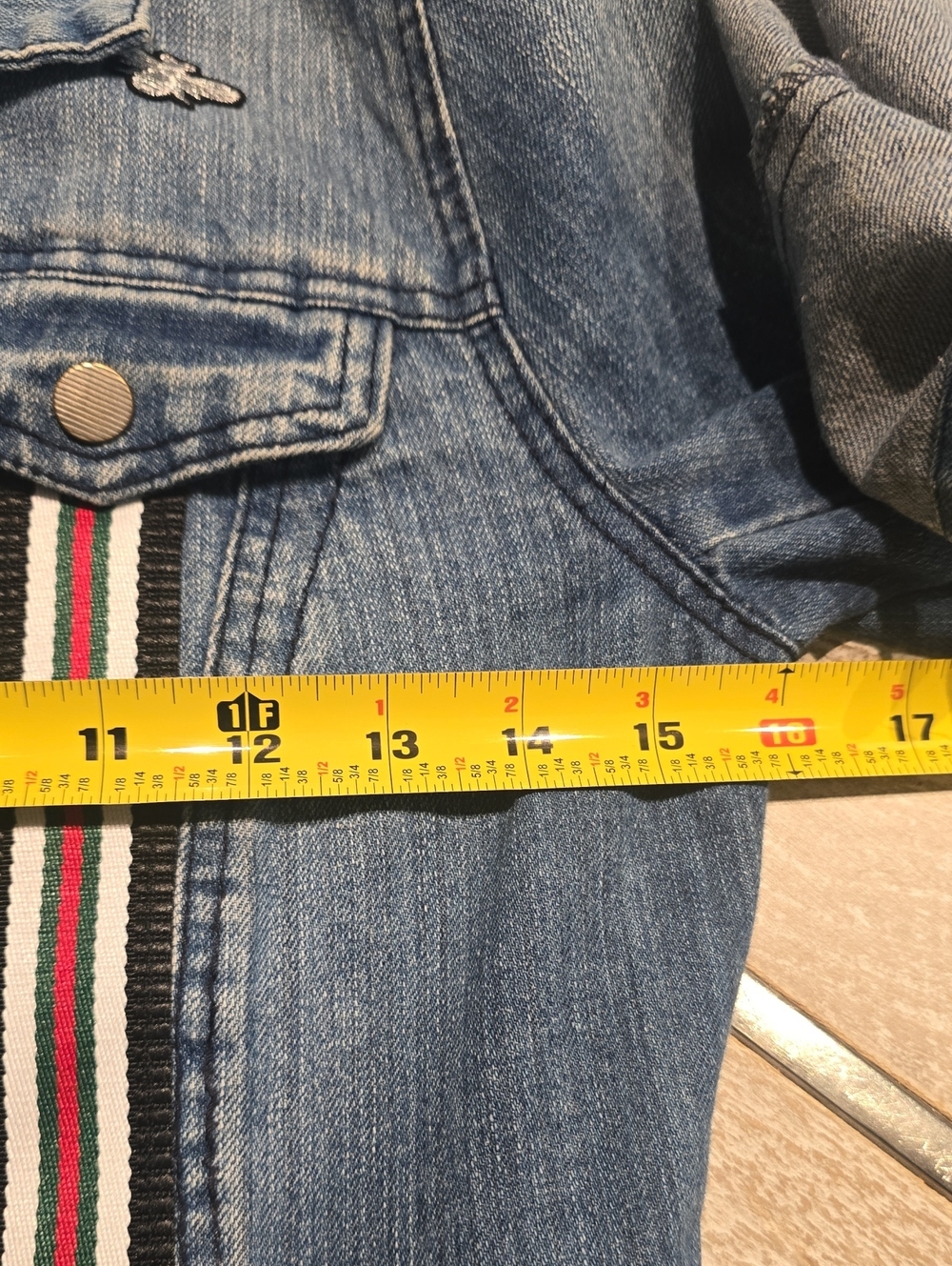 Upcycled Designer Insipered Jean Jacket Classic blue denim jacket - Picture 8 of 11